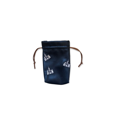 Blue Leather Valuables Pouch with Dancing Logos