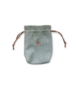 Green Herringbone Valuables Pouch